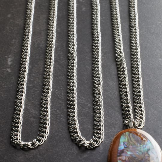 Rhodium Double Link Chain Necklaces By Bead Landing™
